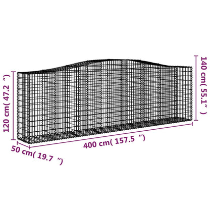 Buet Gabionkurv 400x50x120/140 Cm Galvaniseret Jern - Billede 5