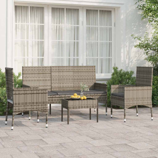Loungesæt Til Haven 4 Dele Med Hynder Polyrattan