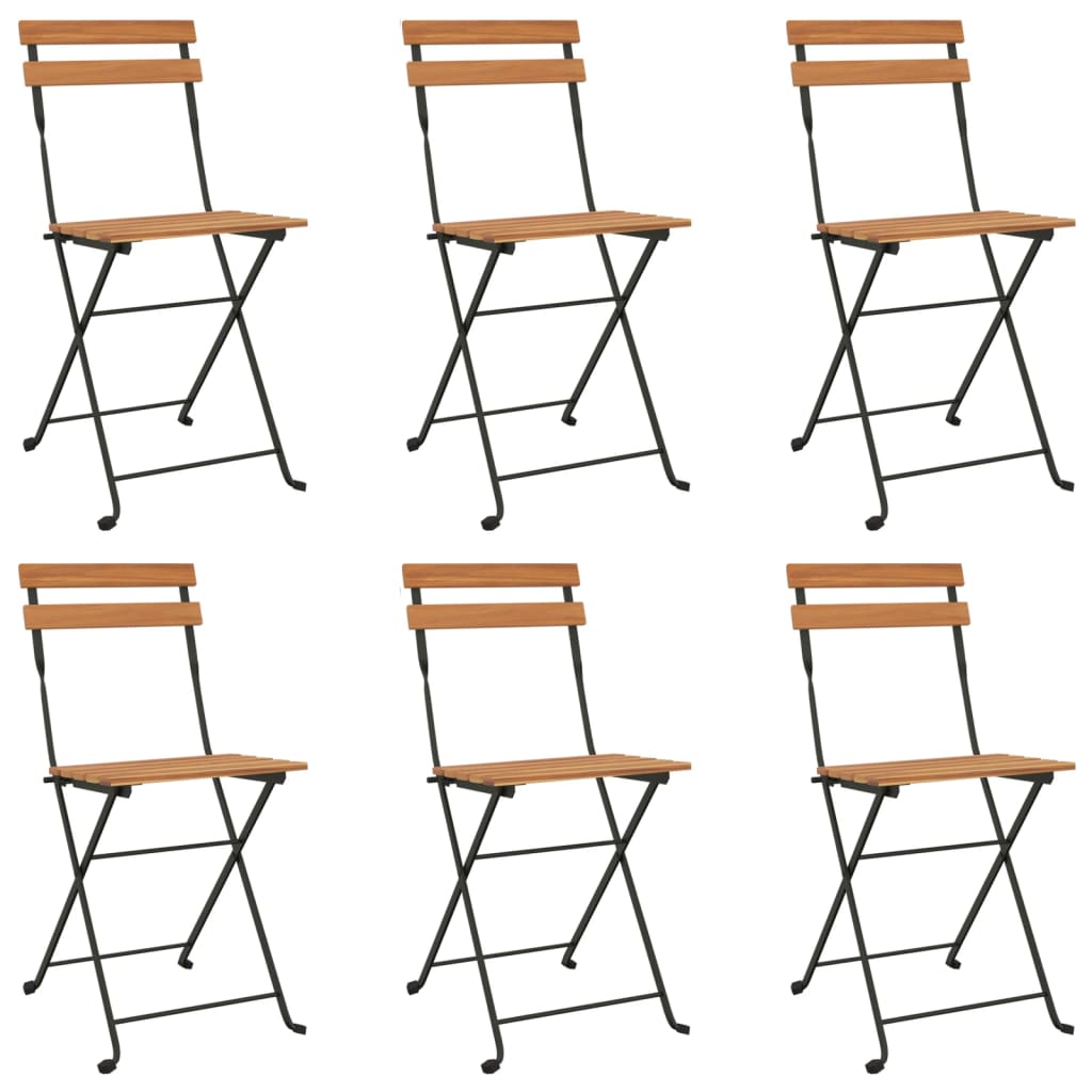 Foldbare Bistrostole 8 Stk. Massivt Teaktræ Og Stål
