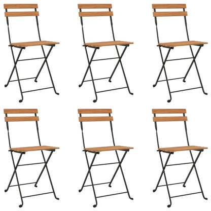 Foldbare Bistrostole 8 Stk. Massivt Teaktræ Og Stål