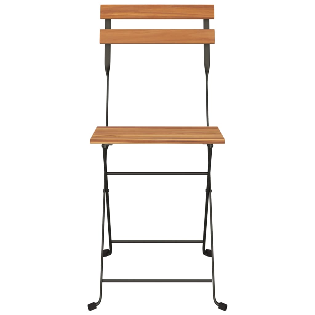 Foldbare Bistrostole 8 Stk. Massivt Teaktræ Og Stål