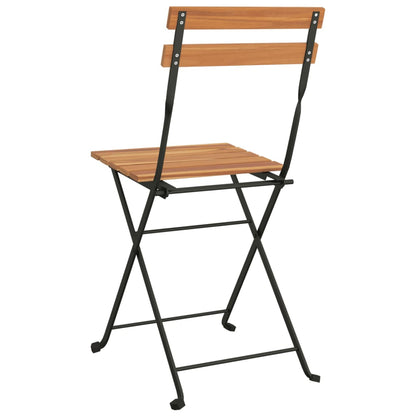 Foldbare Bistrostole 8 Stk. Massivt Teaktræ Og Stål