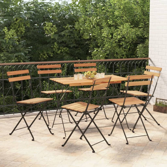 Foldbare Bistrostole 8 Stk. Massivt Teaktræ Og Stål