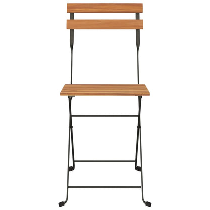 Foldbare Bistrostole 8 Stk. Massivt Teaktræ Og Stål