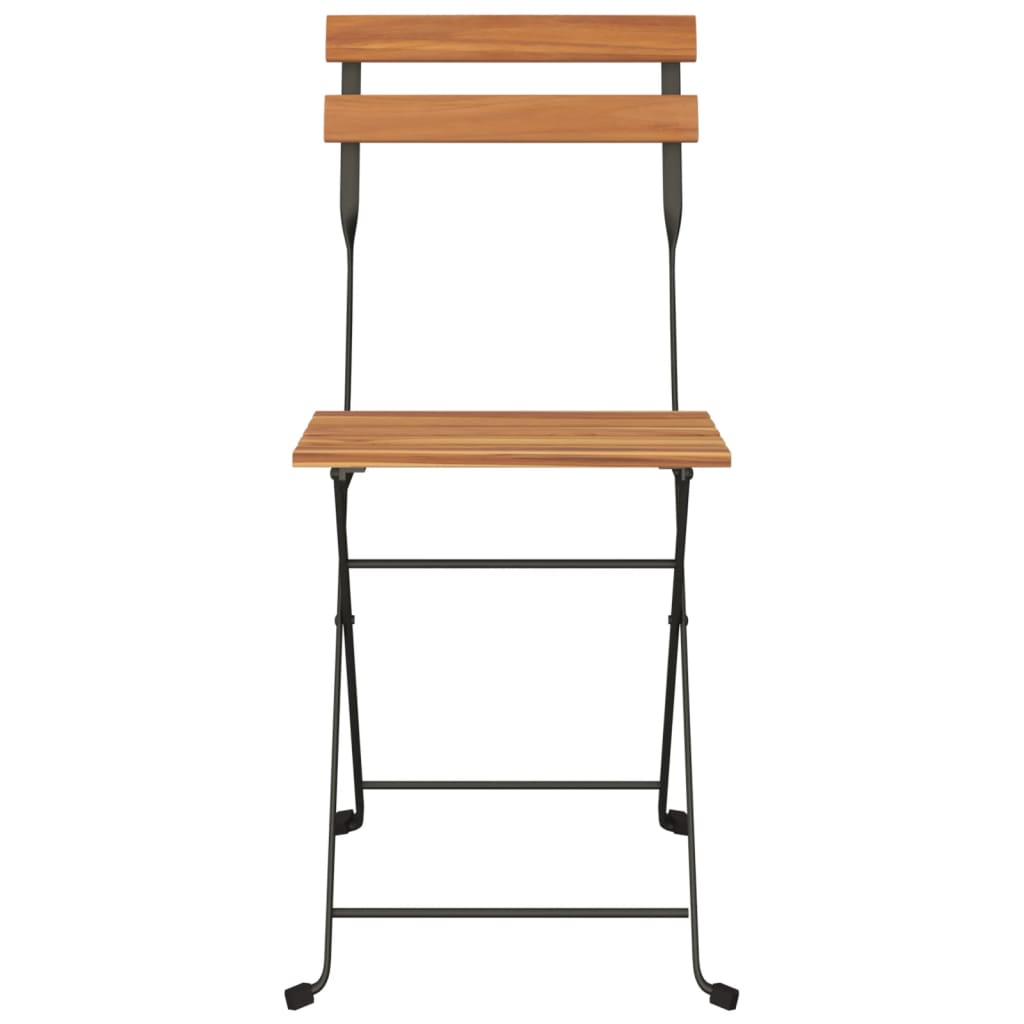Foldbare Bistrostole 8 Stk. Massivt Teaktræ Og Stål