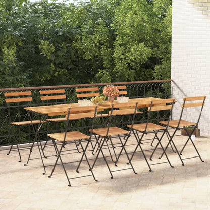 Foldbare Bistrostole 8 Stk. Massivt Teaktræ Og Stål