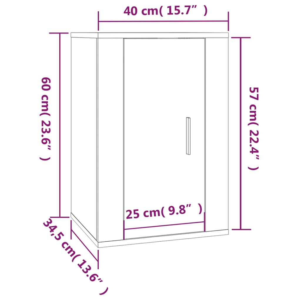Vægmonteret TV-skab 40x34,5x60 Cm Egetræ Brun - Billede 11