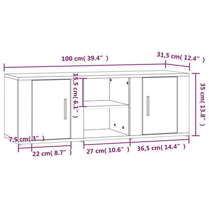 Tv-bord 100x31,5x35 Cm Konstrueret Træ - Billede 9