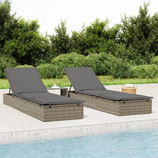 Liggestole 2 Stk. Med Bord Polyrattan