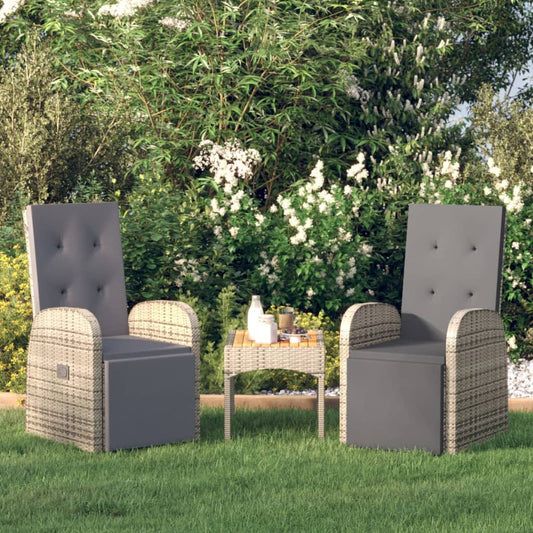 Havestole Med Hynder 2 Stk. Polyrattan Grå