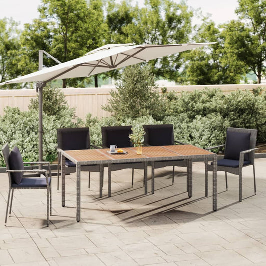 Havebord Med Træbordplade Polyrattan Og Grå