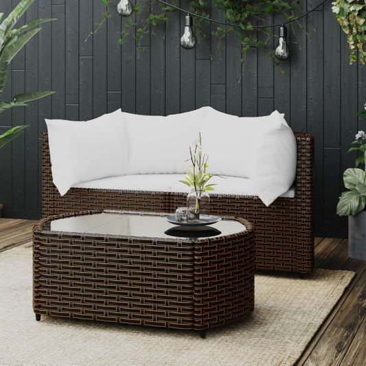 Loungesæt Til Haven 3 Dele Med Hynder Polyrattan