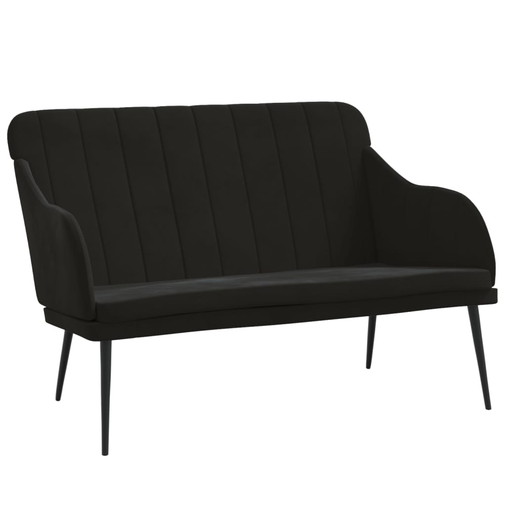Bænk 110x76x80 Cm Velour Sort - Billede 2