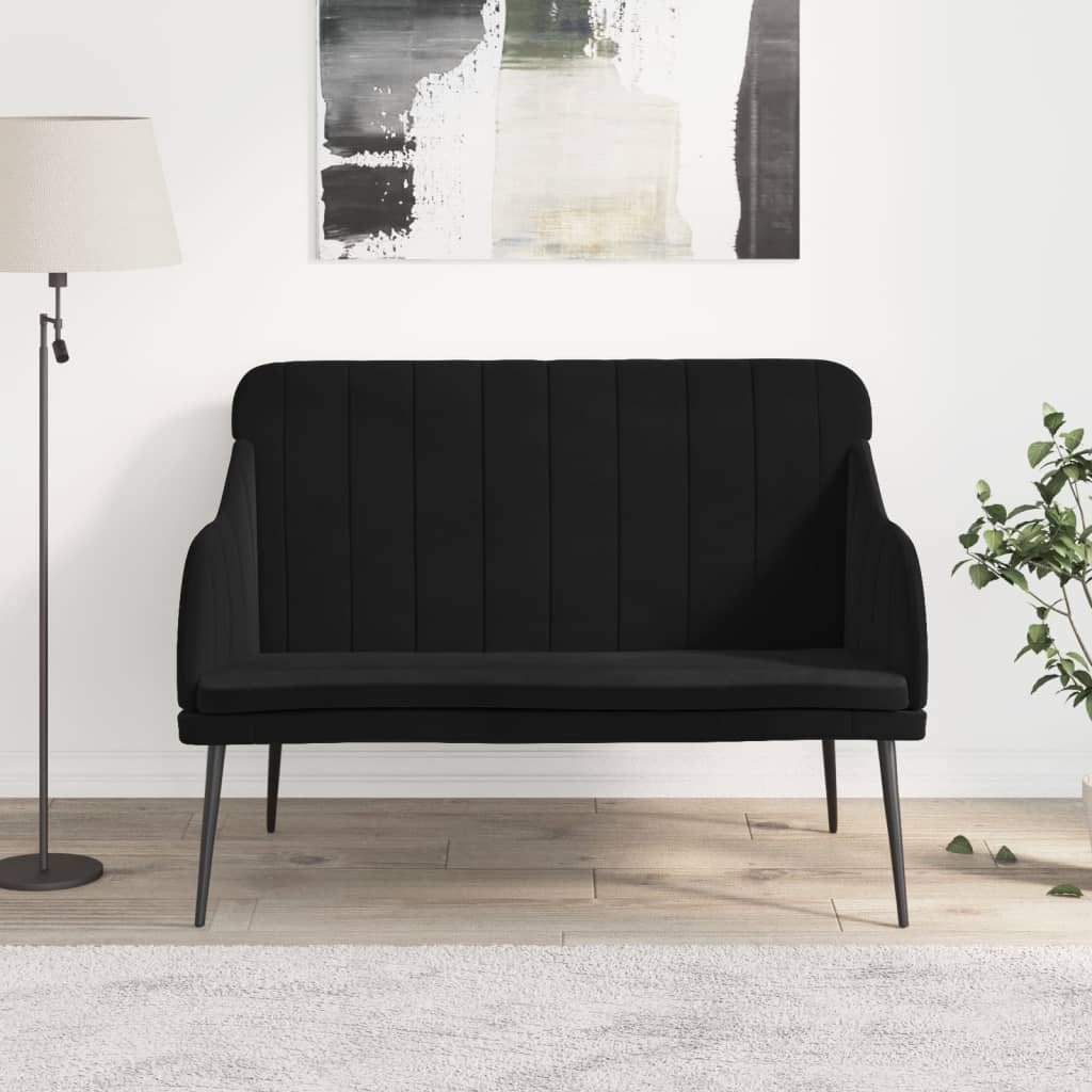 Bænk 110x76x80 Cm Velour Sort - Hovedbillede