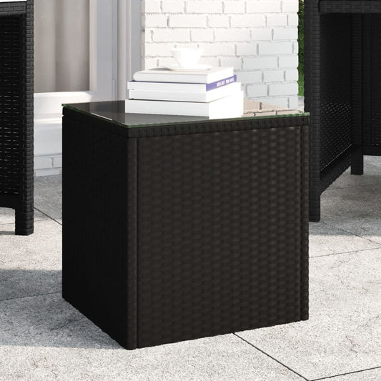Sidebord 40X37X40,5 Cm Polyrattan Og Hærdet Glas