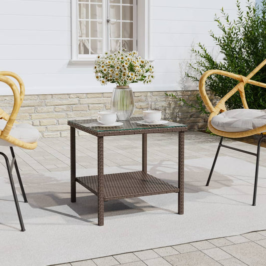 Sidebord 45X45X45 Cm Polyrattan Og Hærdet Glas