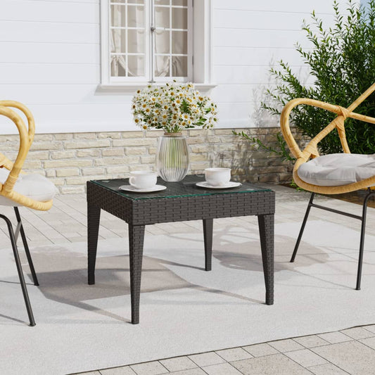 Sidebord 50X50X38 Cm Polyrattan Og Hærdet Glas