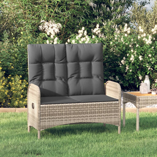 Havebænk Med Lænefunktion Og Hynder 107 Cm Polyrattan