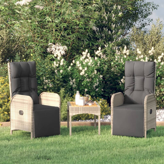 Havestole Med Lænefunktion 2 Stk. Med Bord Polyrattan
