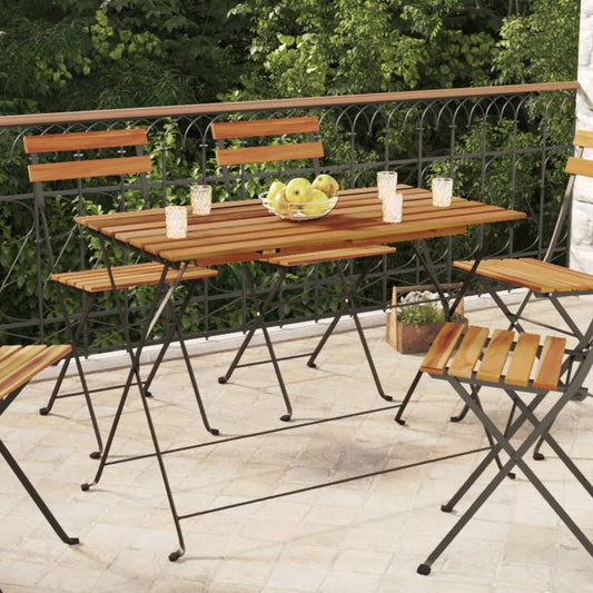 Foldbart Bistrobord 100X54X71 Cm Massivt Akacietræ Og Stål
