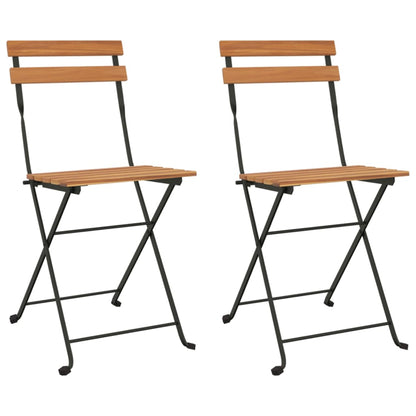 Foldbare Bistrostole 8 Stk. Massivt Teaktræ Og Stål
