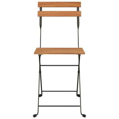 Foldbare Bistrostole 8 Stk. Massivt Teaktræ Og Stål