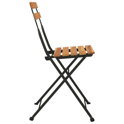 Foldbare Bistrostole 8 Stk. Massivt Teaktræ Og Stål