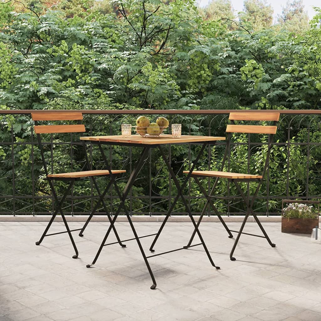 Foldbare Bistrostole 8 Stk. Massivt Teaktræ Og Stål