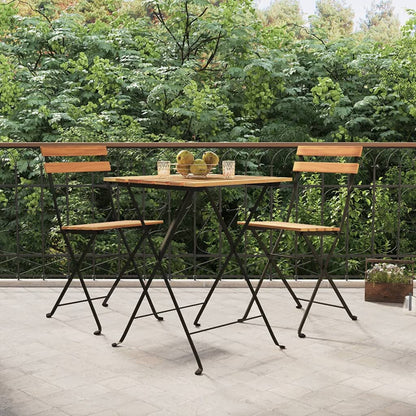 Foldbare Bistrostole 8 Stk. Massivt Teaktræ Og Stål