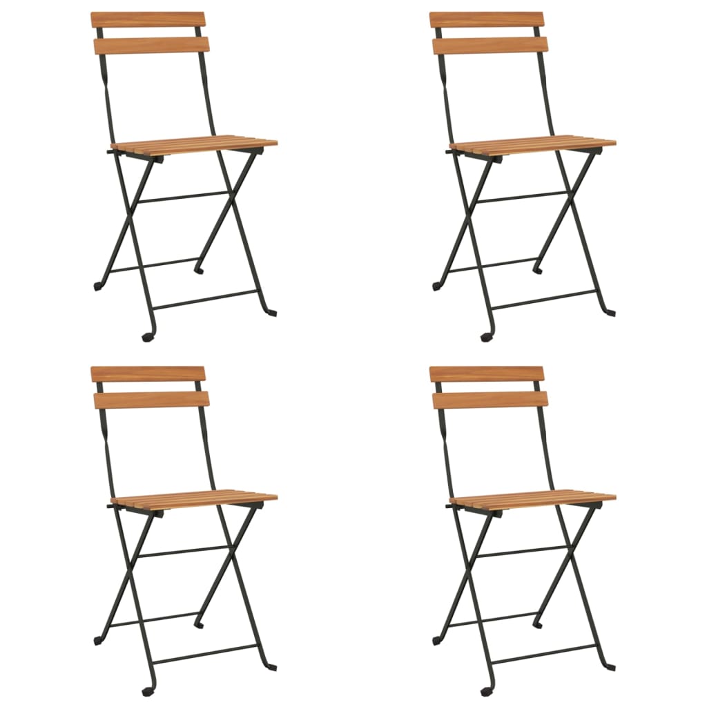 Foldbare Bistrostole 8 Stk. Massivt Teaktræ Og Stål