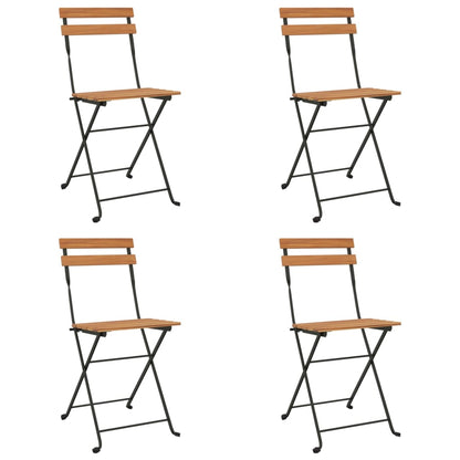 Foldbare Bistrostole 8 Stk. Massivt Teaktræ Og Stål