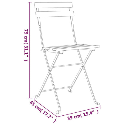 Foldbare Bistrostole 8 Stk. Massivt Teaktræ Og Stål
