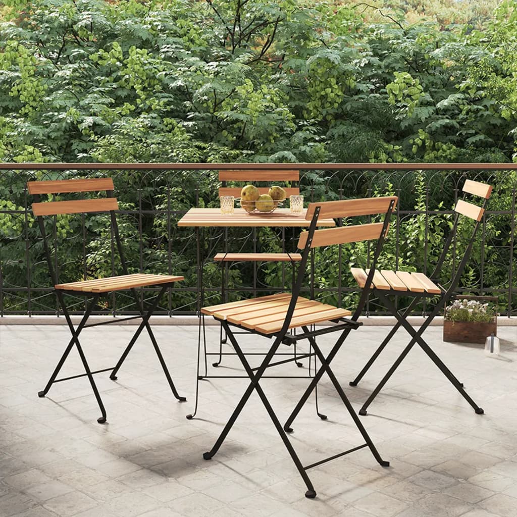 Foldbare Bistrostole 8 Stk. Massivt Teaktræ Og Stål