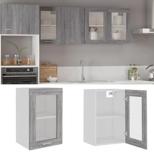 Væghængt Glasskab 40X31X60 Cm Konstrueret Træ Grå Sonoma-Eg