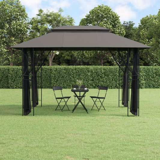 Pavillon Med Sidevægge Stål Antracitgrå