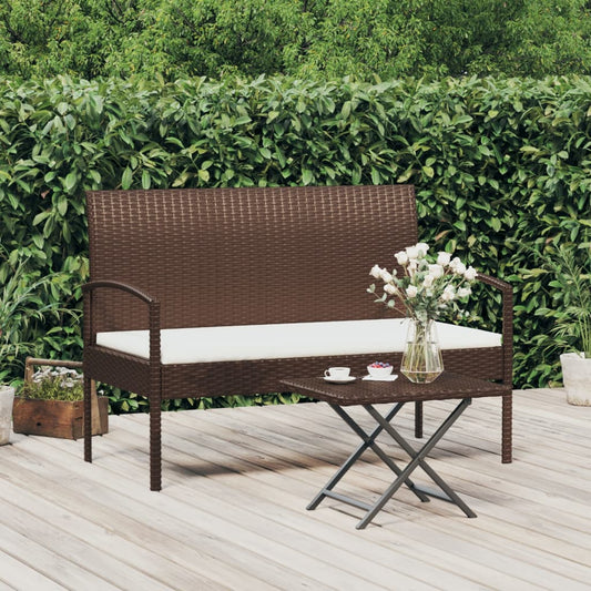 Havebænk Med Hynde 105 Cm Polyrattan