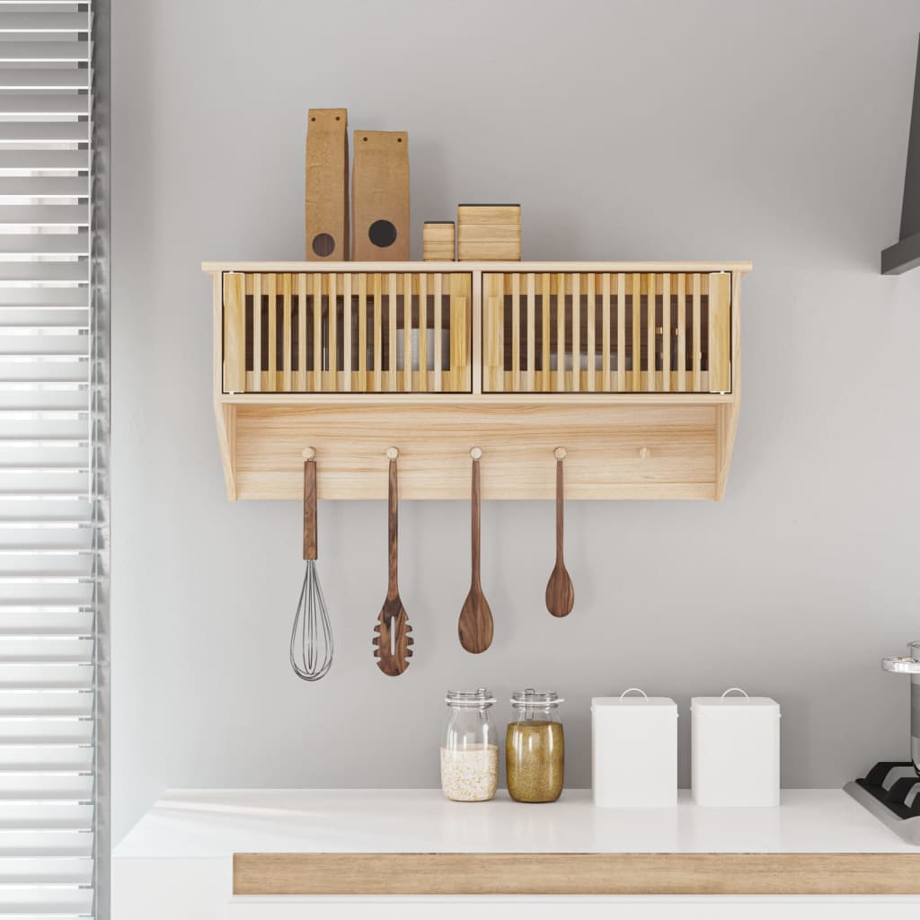 Væghængt Garderobe M. Knager 80X24X35,5 Cm Konstrueret Træ