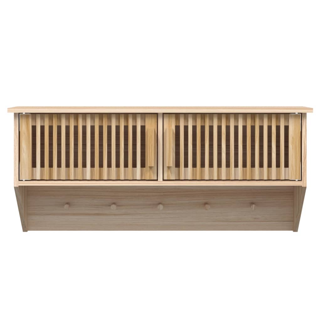Væghængt Garderobe M. Knager 80X24X35,5 Cm Konstrueret Træ