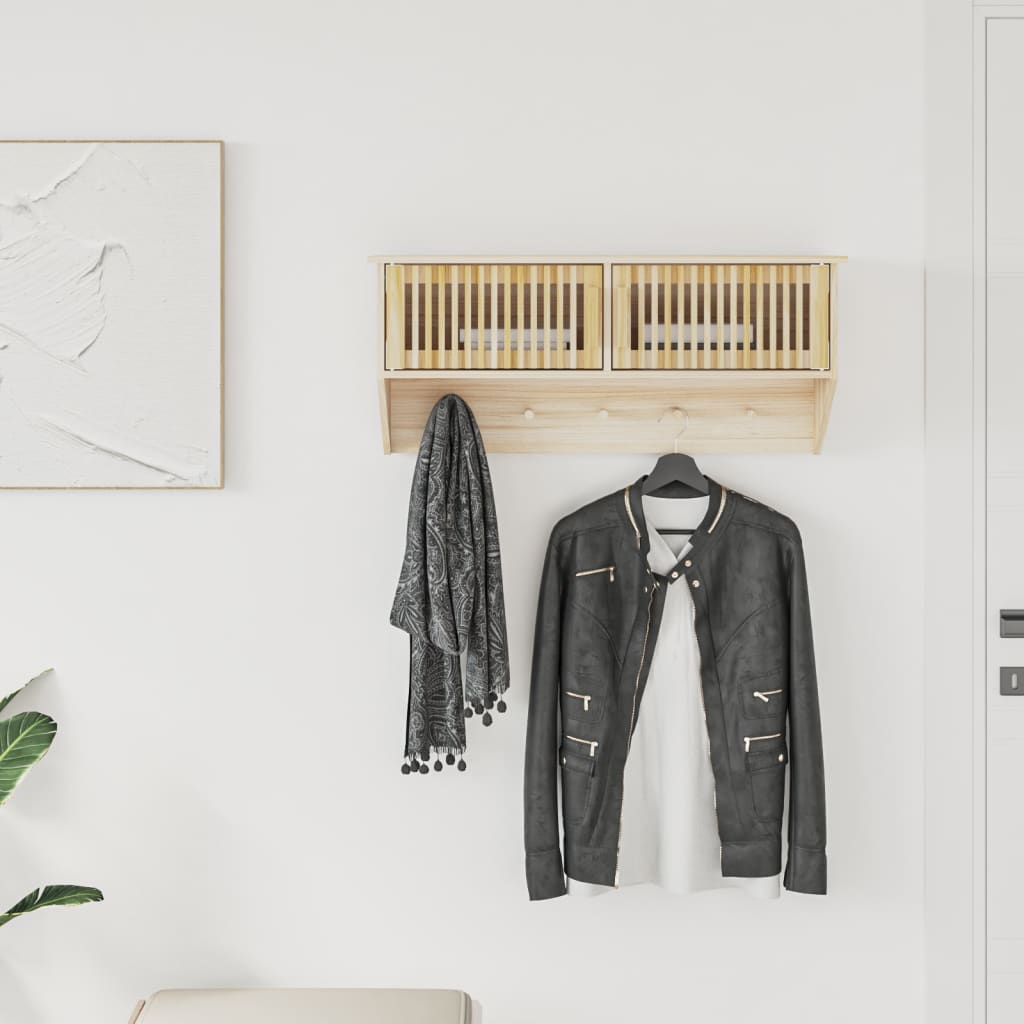 Væghængt Garderobe M. Knager 80X24X35,5 Cm Konstrueret Træ