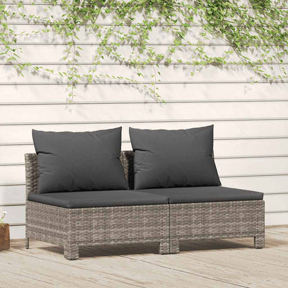 Havemøbelsæt Med Hynder I 2 Dele Grå Polyrattan - Variant 362691