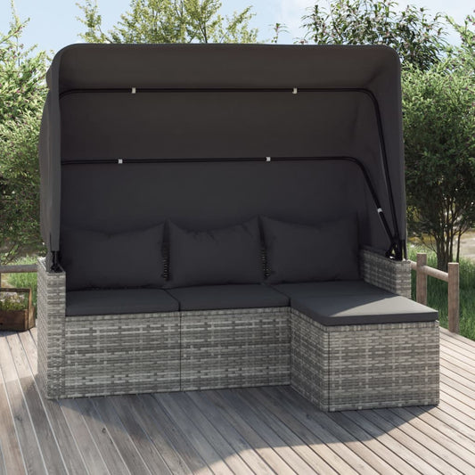 3-Personers Havesofa Med Tag Og Fodskammel Polyrattan