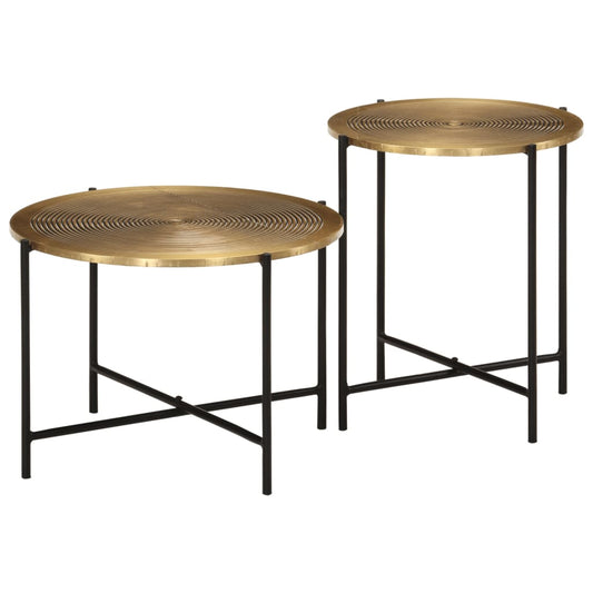 Sofaborde 2 Stk. Metal Messingfarvet Og Sort