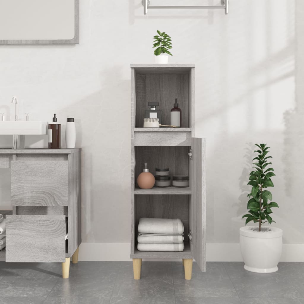 Badeværelsesskab 30x30x100 Cm Konstrueret Træ - Billede 3