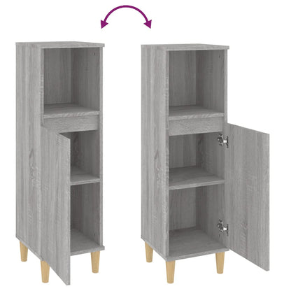 Badeværelsesskab 30x30x100 Cm Konstrueret Træ - Billede 9