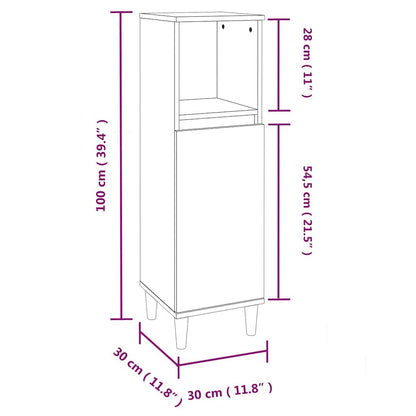 Badeværelsesskab 30x30x100 Cm Konstrueret Træ - Billede 11