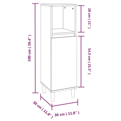 Badeværelsesskab 30x30x100 Cm Konstrueret Træ - Billede 11