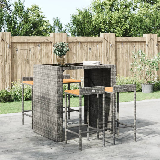 Barstole 4 Stk. Polyrattan Og Massivt Akacietræ