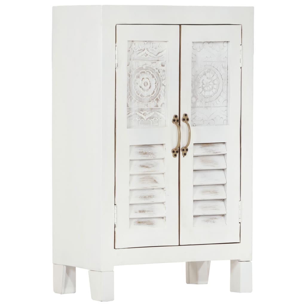 Skab 55X30X90 Cm Massivt Akacietræ Hvid