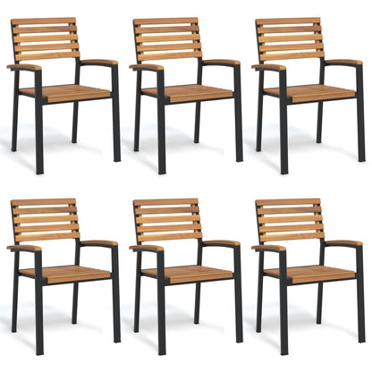 Havestole Stabelbare Massivt Akacietræ Og Metal