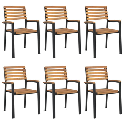 Havestole 8 Stk. Stabelbare Massivt Akacietræ Og Metal - Billede 2